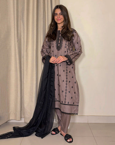 3 Piece cotton embroidered dress - KG-16